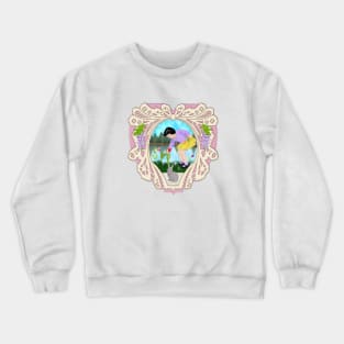 Easter Girl with Tulips, in Heart Crewneck Sweatshirt